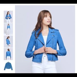 L’AGENCE blue suede jacket.